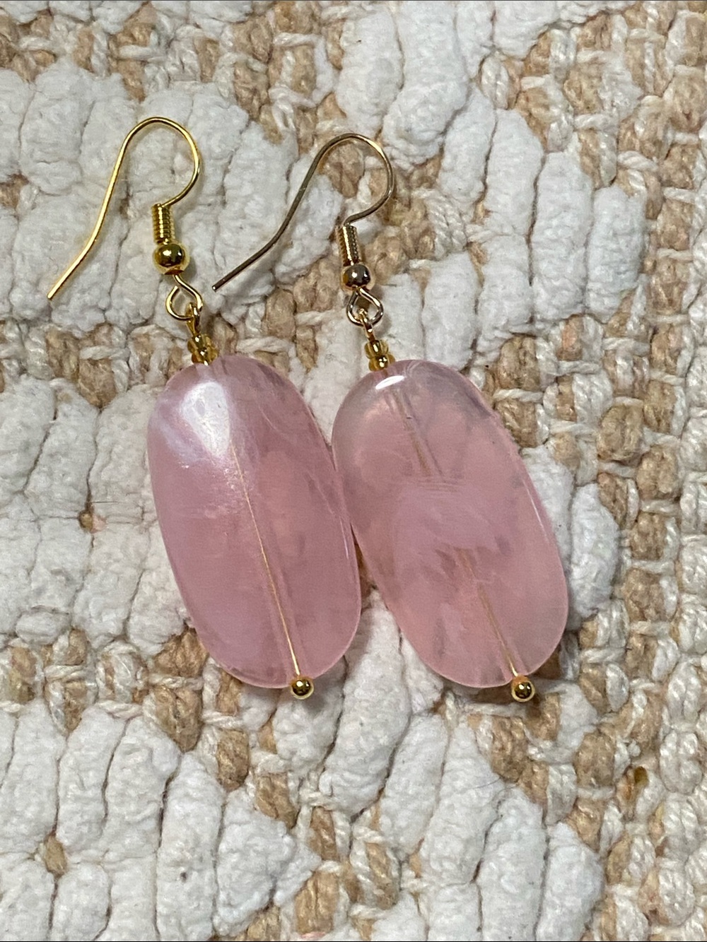 Gold Pink Resin Drop Earrings by